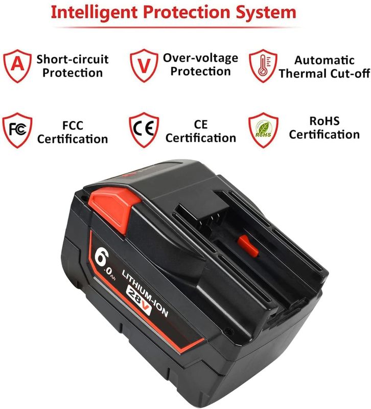 10 سال تعویض کارخانه 28 ولت ولتاژ بالا باتری ابزار برق میلوکی 6000mAh با 1 سال گارانتی
