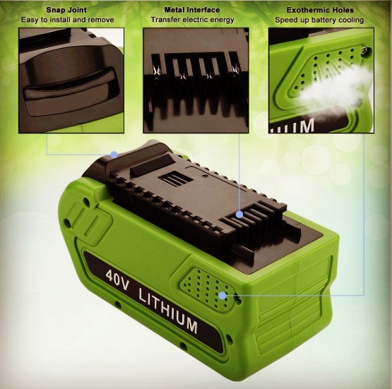 باتری لیتیوم قابل شارژ مجدد Greenworks Gmax 40 ولت 29472 29462 1
