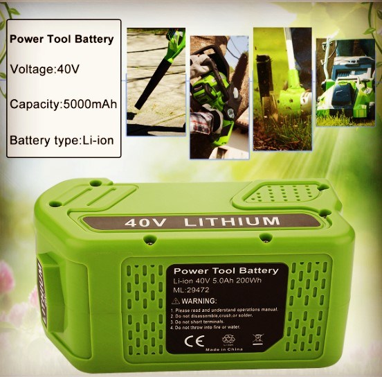 باتری لیتیوم قابل شارژ مجدد Greenworks Gmax 40 ولت 29472 29462 0