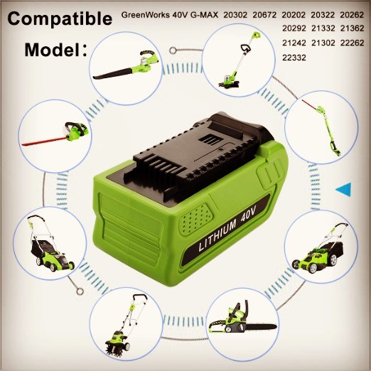 باتری لیتیوم قابل شارژ مجدد Greenworks Gmax 40 ولت 29472 29462 6