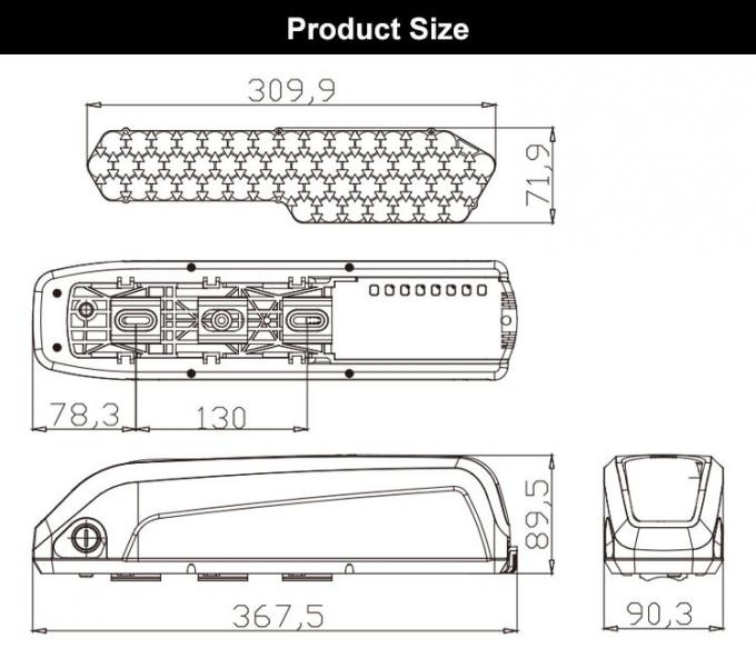 36 ولت 48 ولت باتری دوچرخه برقی 14.5AH 17AH با کیس Hailong Downtube 0
