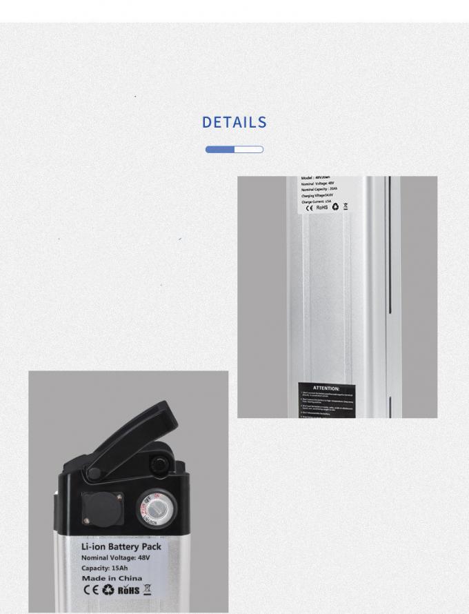 باتری ماهی نقره ای با کیفیت بالا 48V 20ah باتری لیتیوم یون برای دوچرخه برقی 1000W 2